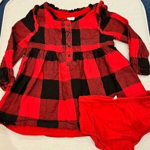 Baby Gap Red and Black Plaid Baby Dress with Bloomers 6-12m